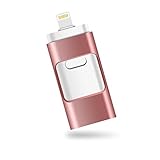 iPhone Lightning Flash Drive 32GB [3-in-1], E&jing USB 3.0 External Storage Memory Stick Adapter Expansion for iPad/iPod/Mac/Android/PC/iOS.(Rose Gold) [Apple MFI Certified]