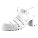 Nature Breeze Women's Chunky High Heels Jelly Round Toe Strappy Plastic Caged Gladiator Sandal Shoes