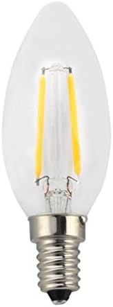 Camiglo Vintage Candleabra Torpedo Tip LED Filament Bulb C35 - 2w watt Chandelier LED Light Bulb, E12, E14 Base screw, Clear warm White 2700K, 110VAC Replacement LED Bulb Dimmable UL Listed