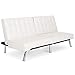 Best Choice Products Modern Leather Futon Sofa Bed Couch Recliner Lounger Sleeper w/ Chrome Legs - White