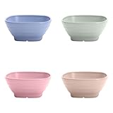 UPSTYLE Eco-friendly Wheat Straw Soup Bowl Biodegradable Bamboo Shape Dinnerware Set Plastic Bowl Tableware Set Square Bowls for Rice, Soup, Fruit or Noodle Size 8.45oz (250ml) Pack of 4