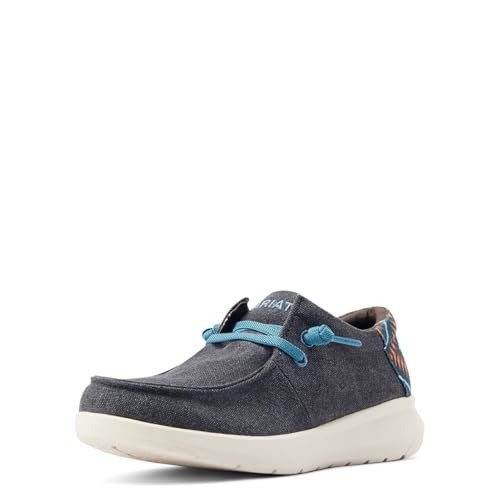 ARIAT Mens Hilo 2.0 Stretch Charcoal Blue/Blue Aztec 8.5 Wide