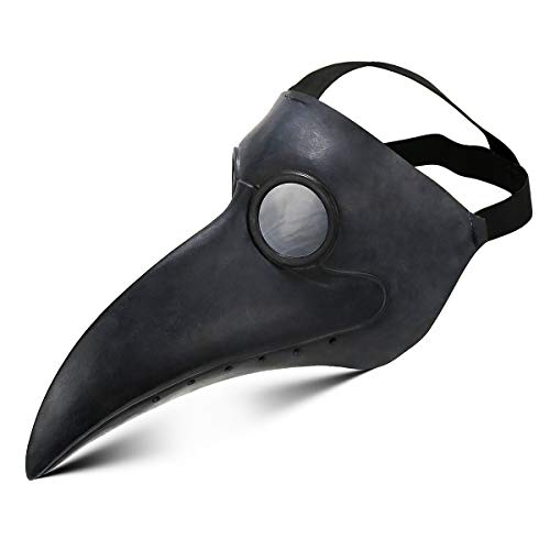 Townshine Plague Doctor Bird Mask Latex Long Nose Beak Cosplay Steampunk Halloween Mask Costume Props Black