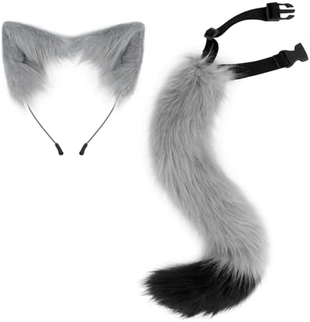 Set De Orejas Y Cola De Animal De Felpa – Diadema Y Cola Ajustable Para Halloween, Fiestas Y Juegos De Rol