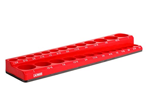 ARES 70234-26-Piece 3/8-Inch SAE Magnetic Socket Organizer - Holds 13 Standard Size and 13 Deep Size Sockets - Keep Your Tool Box Organized