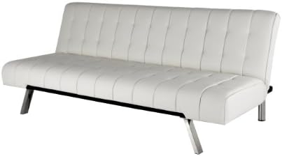 Dorel Home Products Emily Faux Leather Convertible Futon, Vanilla