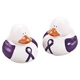 Fun Express Purple Ribbon Rubber Ducks Party Favors - 12 Pieces