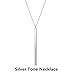 CULOVITY Simple Long Necklace Y Layer Vertical Bar Pendant Necklaces Lariat Chain Polished Jewelry for Women Silver Tone Adjustable