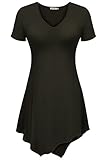 Meaneor Women's Short Kimono Sleeve Loose-fit Long Length Tunic Top Style 1 Oliver Green XL