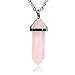 Pink Crystal Gemstone Hexagonal Pointed Reiki Chakra Pendant Necklace 20