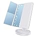 Maibtkey Vanity Mirror Tri-folded Lighted White Travel Portable Makeup Mirror with 22 LED Lights and Magnifying Mirror with 1X 2X 3X Magnification 180° Rotatable for Women Men Girls Cosmetic Makeup