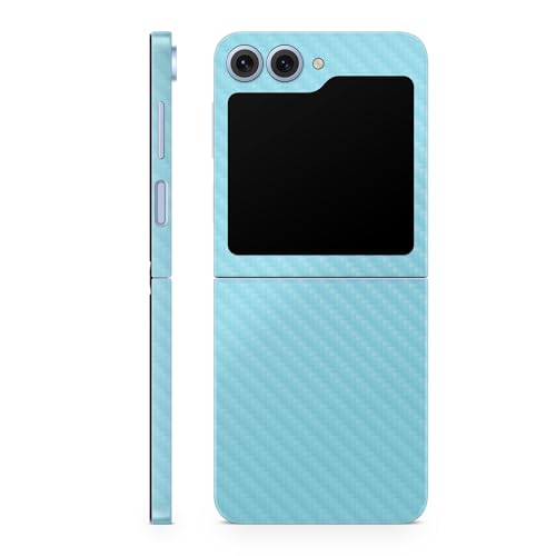 Carbon Fiber Phone Skin Compatible with Samsung Galaxy Z Flip 6 - Solid Baby Bl…
