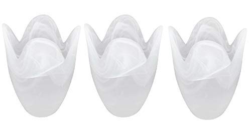 MiniSun | Frosted Marble Effect Glass Tulip Replacement Shades | Lamp Shades, Home Décor & Improvement Essential | Pack of 3 | 9.5cm Shade Width