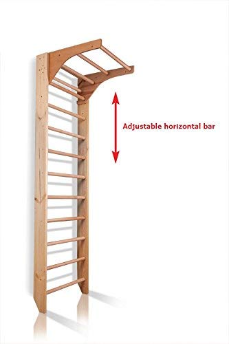 Dani Wall Bars CM-01-220, 87 in Wooden Swedish Ladder Set: Adjustable Pull Up Bars for Training and Physical Therapy - Used in Homes, Gyms, Clinic, and Schools