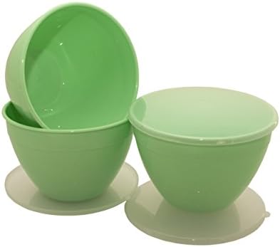 Just Pudding Basins Pastel Mint (Green) basin & clear lid 3 Pack (1.5 pint or 850ml) (2 Pint or 1.17ltr) (1.5 Pint 850ml) (2 Pint or 1.14ltr)