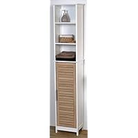 EVIDECO Stockholm Free Standing Bath Wood Linen Tower Cabinet Shelves and Drawers Storage