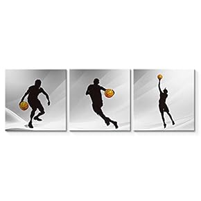 3 Panel Canvas Wall Art Play Basketball Pictures Home Wall Decorations for Bedroom Living Room Paintings Canvas Prints Framed - 12"x12"x3 Panels