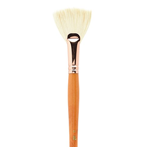 Princeton Refine Artist Brush, Brushes for Oil and Acrylic Paint, Series 5400 Natural Chunking Bristle, Fan, Size 12