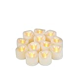 Flameless Candles - Fickering Realistic Led Tea Lights With Timer - 6Hrs on and 18 Hrs off, Battery Operated Votive Candle,Long Battery Life,200+ Hours,Batteries Included[12 Pack]