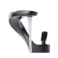 GONGFF Bathroom Sink Faucets with Design High-end Household and Commercial Single Handle Lead-Free Hot and Cold Water Faucet Brushed Nickel (Black)
