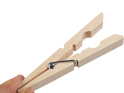 Wooden Large Clothespins - 200-Pack Jumbo Unfinished Wooden Clips, Big Clothes Pins for Laundry, Shirts, Sheets, Pants, Home Office Decoration, DIY Art Craft, Natural Wood, 4 x 0.5 x 0.6 Inches