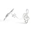Silverly Womens .925 Sterling Silver Treble Clef Musical Note Stud Earrings