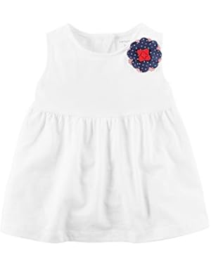 Baby Girls' Cotton Tank with Flower Accent