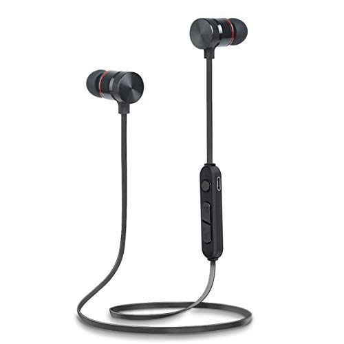 SAN.COMO Bluetooth Headphones,Wireless Earbuds Sweatproof Earphones Magnetic Attraction Stereo Headphones for Running Workout Gym Noise Cancelling (Black)