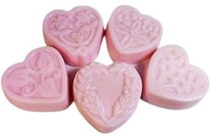 DE'ESSE BOUTIQUE 5 pc Guest Sized Set - Carnation Scented Goat Milk & Shea Soap Heart Shapes