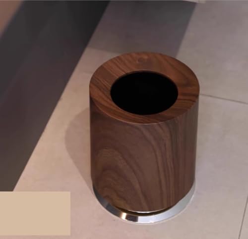 SLEEPHEAD®12LWood Grain Trash Can Waste Bin Open Top Without Lid Rubbish Bin Toilet Basket(walnut color)