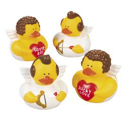 12 pc - Valentine's Day Cupid Rubber Duckie Ducky Ducks - Fun Party Favors