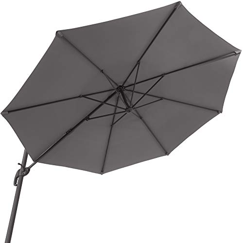 tectake® Ampelschirm Sonnenschirm groß mit Schutzhülle, Ø 300 cm, höhenverstellbar, klappbar, mit Fußpedal und Kurbel, UV-Schutz 50+, Gartenschirm, zur Terrassenüberdachung oder für Balkon - grau – Bild 4