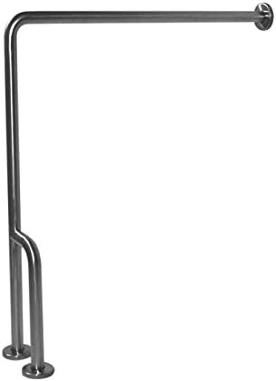 Satin Stainless Steel 90ยฐ Wall to Floor Grab Bar with Outrigger, Right, G55JCR38 โ 30โ x 33โ