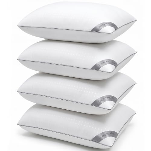 HIMOON Bed Pillows for Sleeping Set of 4,Standard Size Cooling Pillows 4 Pack,Top-end Microfiber Cover for Side Stomach Back Sleepers
