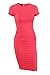 Missufe Women's Ruched Casual Sundress Knee Length Bodycon Sheath Dress (Watermelon Red, Large)