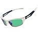 Siren Mens Polarized Unbreakable Sunglasses - Mirror Green Lens on White Blue Frame