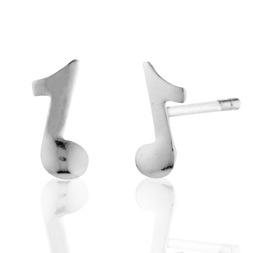 Children's 925 Sterling Silver Eighth (8th) Note Music Symbol Stud Earrings