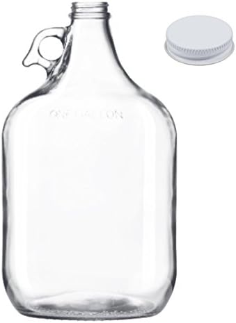 One Gallon Carboy Cider Jug Growler, Clear Glass With Metal Cap/Liner, Made in USA