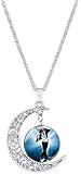 1 Michael Jackson Crescent Moon Pendant Necklace with Glass Dome for Gift