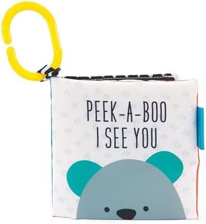 Sassy Peek-a-Boo Activity Book with Attachable Link for On-The-Go Travel,Sensory Play,Black & White,Ages 0+ Months,(Pack of 12) Image