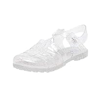 Hee grand Women Crystal Jelly Sandals Crystal Jelly Shoes Flat Silver US 8