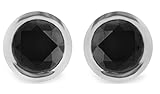 0.18Ct Round Bezel Set Black Diamond Stud Earring