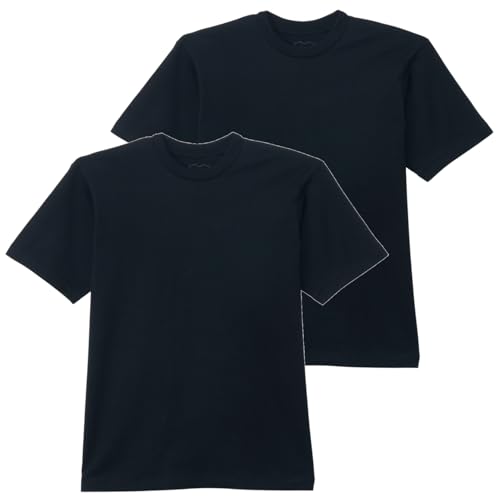 インナーシャツ 半袖 丸首 綿100% - 2P Hanes T-SHIRTS KURO クルーネックTシャツ2枚組 HM1-B701-090-L