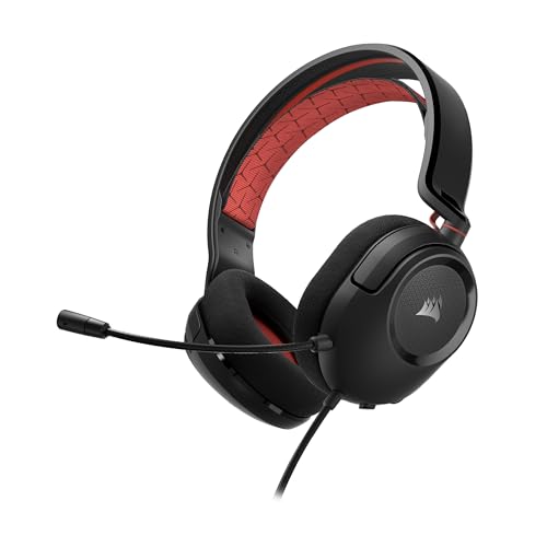 Corsair HS35 v2 Multiplatform Wired Gaming Headset – Flexible Omni-Directional Microphone – Universal 3.5mm Connection – PC, Mac, PS5, PS4, Xbox, Nintendo Switch, Mobile – Red
