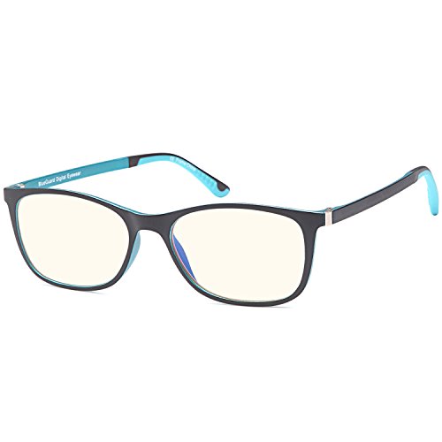 TRUST OPTICS FeatherView Classic Style Anti UV Anti Glare Anti Harmful Blue Light Eyestrain Relieving Computer Eyewear Video Gaming Glasses in Blue Black Frame - With 0.00x Magnification