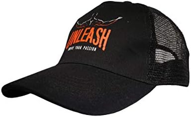 UNLEASH Sports Adjustable Black Half Mesh Baseball Cap Mens 100% Cotton Front Panel and Peak Sportswear Cap