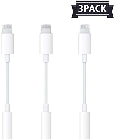 [3 Pack] Headphone Adapter for Phone Adapter to 3.5mm Converter Earphone Adapter for Phone X 8/8 Plus Accessories Headphone Cable Splitter Audio Jack Headphone Cable Earbud Adapter Support iOS