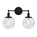 Phansthy 2 Light Industrial Glass Wall Sconce, Bathroom Wall Light with On Off Switch and Swing Arm, 5.9