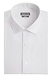 Kenneth Cole Men's Chambray Slim Fit Solid Spread Collar Dress Shirt, White, 16