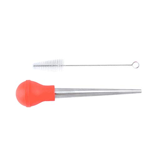 Axiba Kitchen Baster, Deluxe Stainless Steel Turkey Baster Syringe Set with Injector Needle and Cleaning Brush